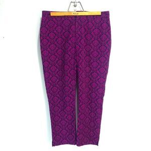 Cotton Fuchsia Damask Pattern Cropped Coldwater Creek Pants